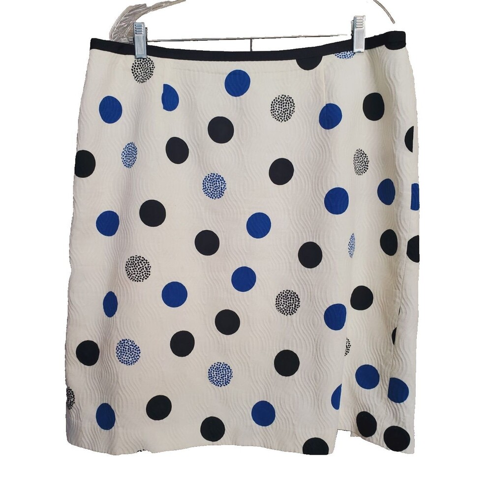 Talbots Off-White Dotted Textured Elastic Waist Back-Zip Lined Pencil Skirt 16W